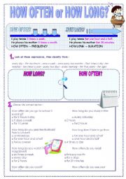 English Worksheet: How often or how long?