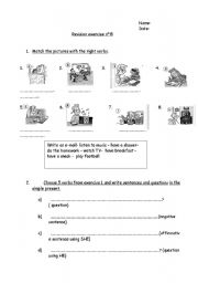 English Worksheet: SIMPLE PRESENT REVISION EXERCISE