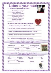 English Worksheet: Listen to your heart