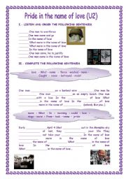 English Worksheet: Pride in the name of love 