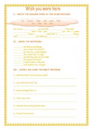 English Worksheet: Wish you  were here