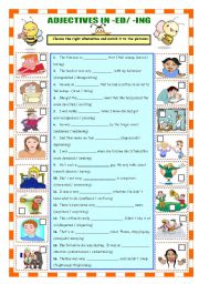 English Worksheet: ADJECTIVES IN -ED / -ING