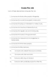 English Worksheet: Guess the Job