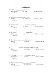 English worksheet: Conjunctions