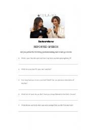 English Worksheet: Reported Speech Interview