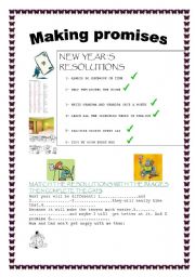 English Worksheet: New years resolutions-Making promises