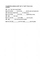 English Worksheet: CAN / CANT