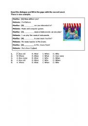 English worksheet: QUESTION WORDS (WH QUESTIONS)