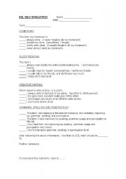 English Worksheet: Student Self Evaluation