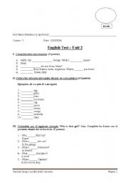 English Worksheet: Elementary English Test
