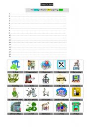 English Worksheet: Places in Town