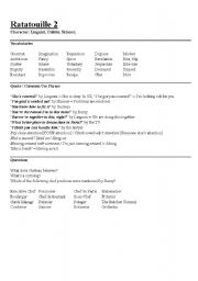 English Worksheet: Ratatouille 2