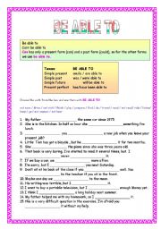 English Worksheet: BE ABLE TO with grammar reference - 8 PAGES