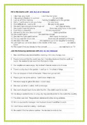English Worksheet: AND / SO / BUT / BECAUSE - 2 PAGES 