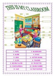 English Worksheet: THIS IS MY CLASSROOM