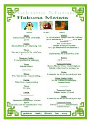 English Worksheet: Hakuna Matata