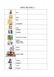 English worksheet: vocabulary 1 family