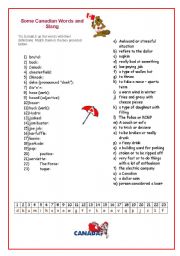 English Worksheet: Canadian Words and Slang