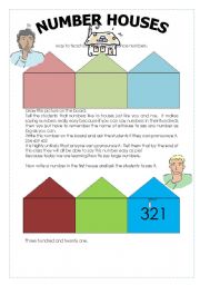 English worksheet: NUMBER HOUSES