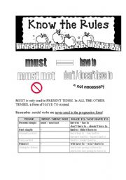 English worksheet: Modals: must not - have to