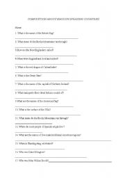 English Worksheet: English speaking countries