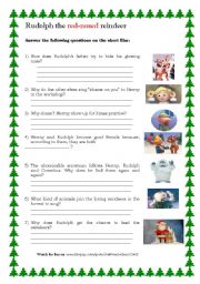 English Worksheet: Rudolph the Red-Nosed Reindeer