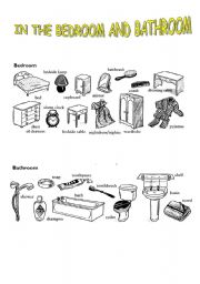English Worksheet: In the bedroom and bathroom