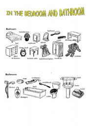 English Worksheet: In the bedroom and bathroom