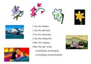 English worksheet: song and poem-I like the flowers
