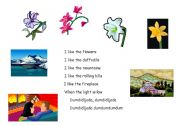 English Worksheet: song and poem-I like the flowers