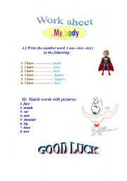 English worksheet: My body