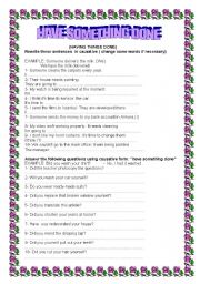 English Worksheet: HAVE STH DONE 