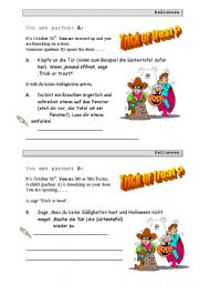 English worksheet: trick or treat partner work