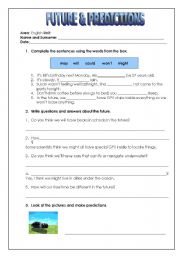 English Worksheet: FUTURE AND PREDICTIONS