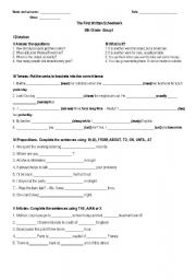 English worksheet: Test_8thgrade_Group1