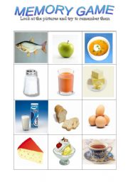 English Worksheet: Food Memory Game