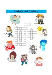 English Worksheet: Feelings Crossword