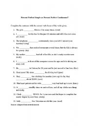 English Worksheet: Present Perfect or Present Perfect Continuous