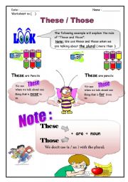 English Worksheet: These / Those