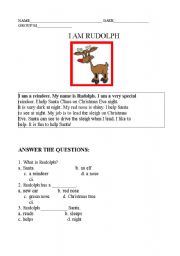 English Worksheet: I am a rudolph