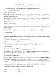 English worksheet: ESL Tutoring Contract