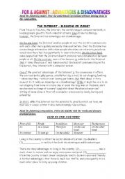English Worksheet: For and Against - essay writing