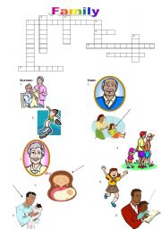 English worksheet: family crossword