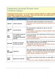 English worksheet: inseperable verbs