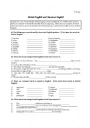 English Worksheet: British and American English