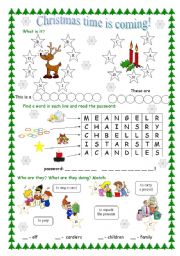 English Worksheet: Christmas - for kids