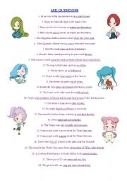 English Worksheet:  ask questions - simple past- present simple- present continuous