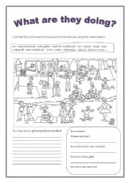English Worksheet: what are they doing?