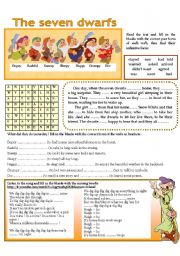 English Worksheet: THE SEVEN DWARFS