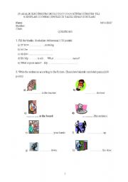 English worksheet: exam for 4.grade